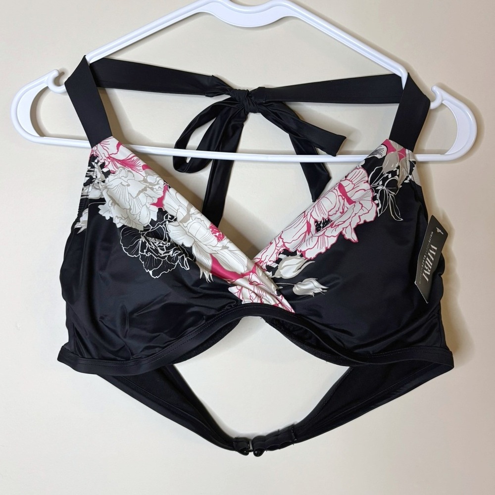 White House Black Market Cross Front Bikini Top Underwire New Swim Large WHBM